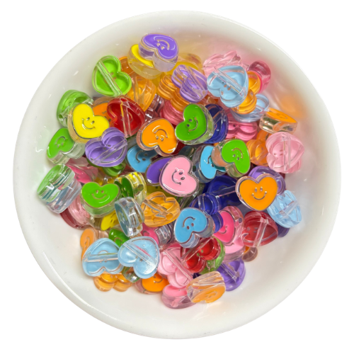 Transparent Smiley Heart Acrylic Beads