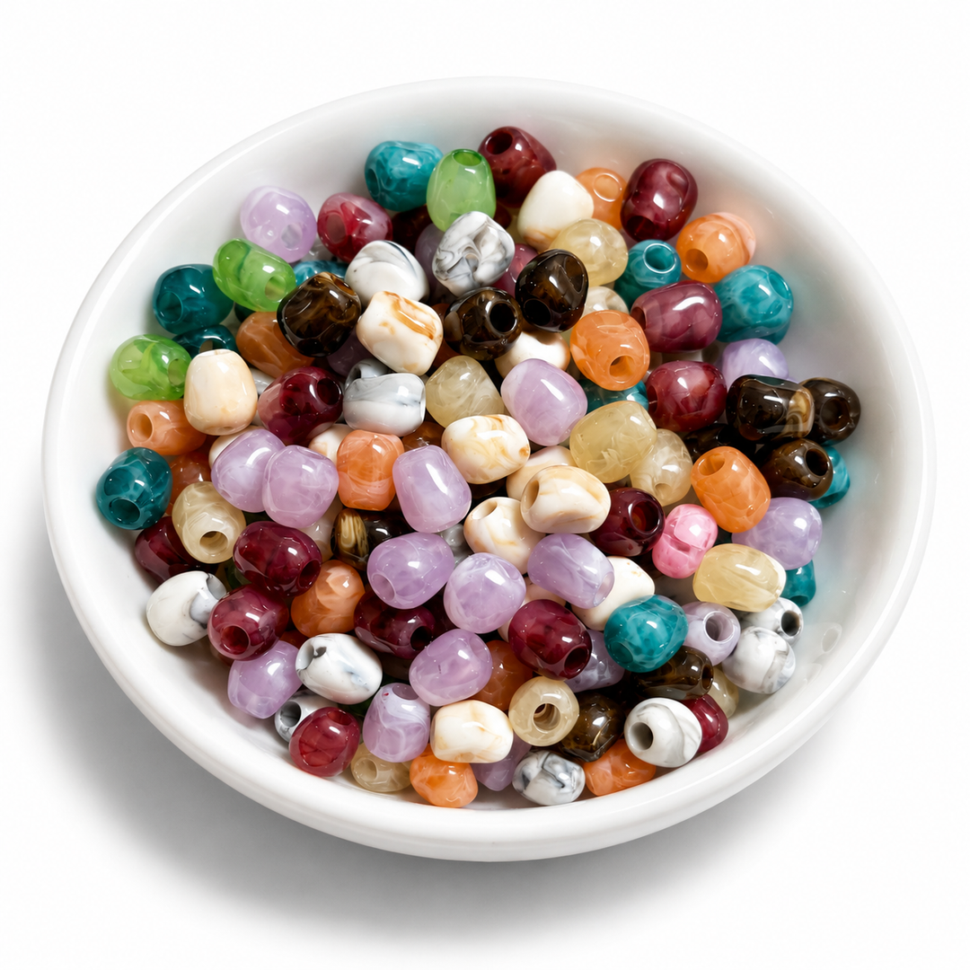 Marbled Oval Glossy Resin  Beads