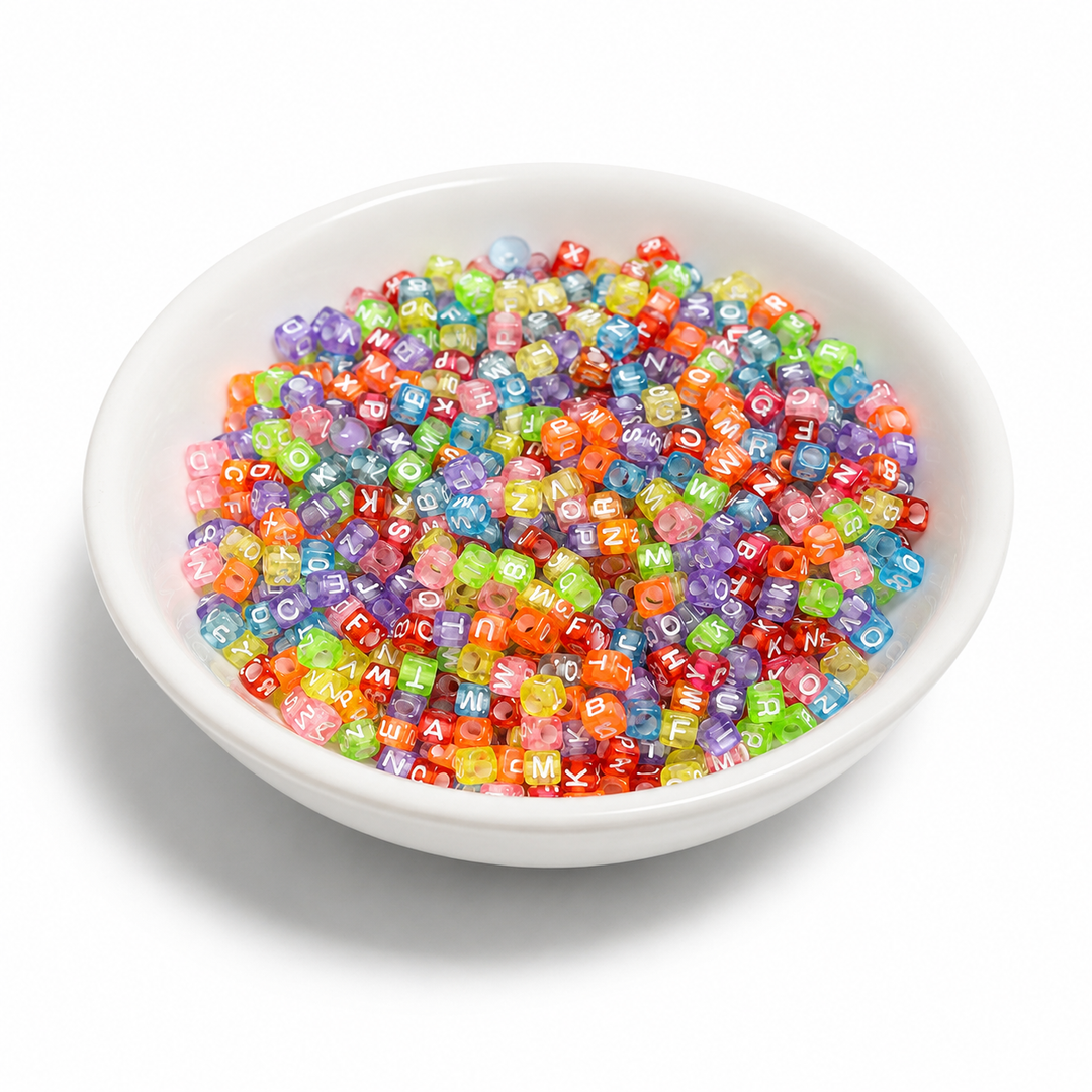 Multiicolor Small Cube Alphabets Beads