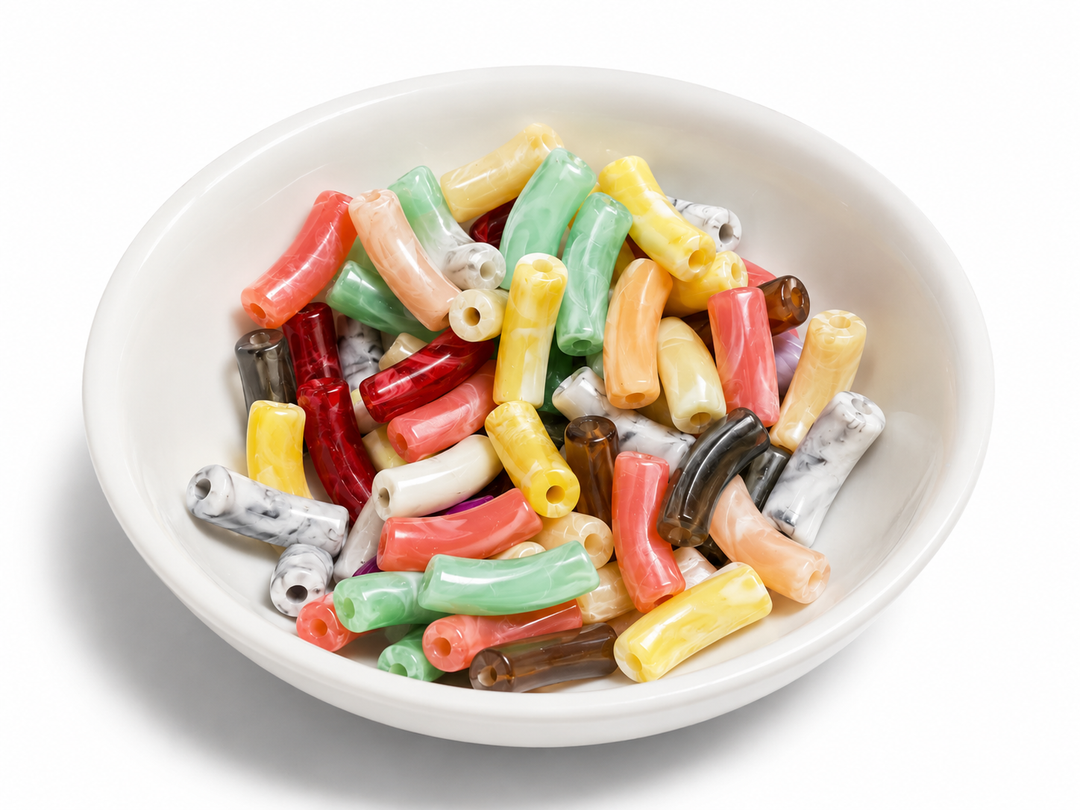 Marbled Pipe Glossy Resin  Beads