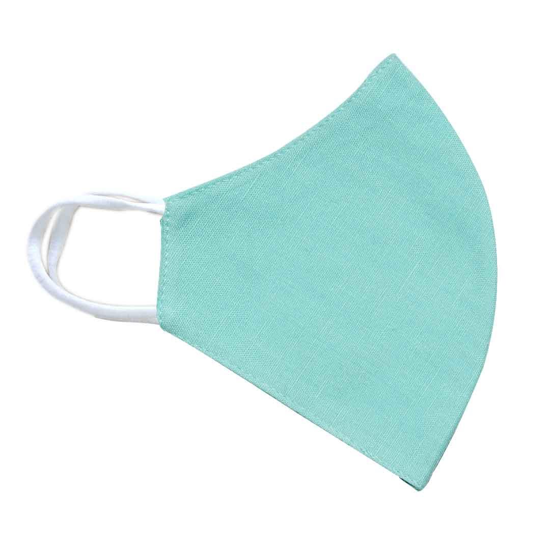 100% Cotton Linen Mask - Aqua - Dastkhat Studio