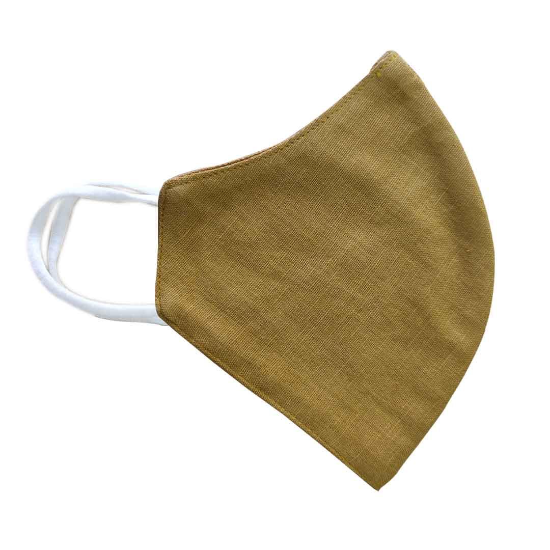 100% Cotton Linen Mask - Mustard Seed - Dastkhat Studio