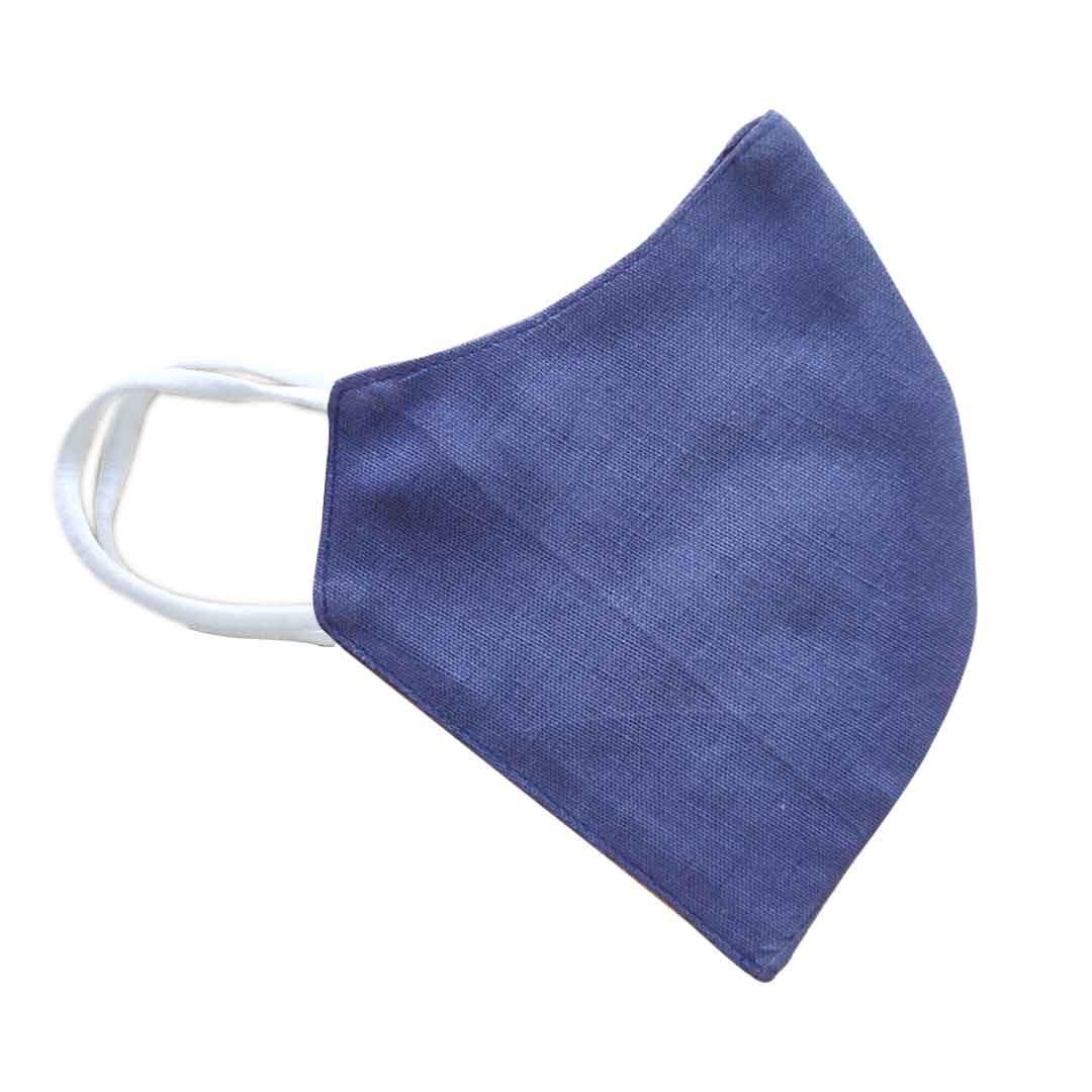 100% Cotton Linen Mask - Blue Violet - Dastkhat Studio